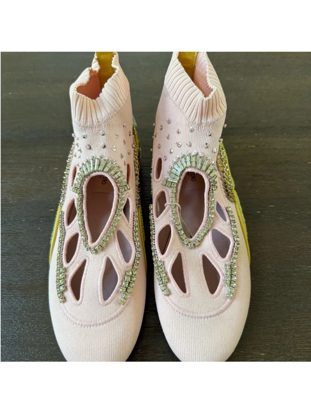 NEW Valentino Garavani Pink Crystal Cutout Sock Sneakers Size EU 41 / US 11